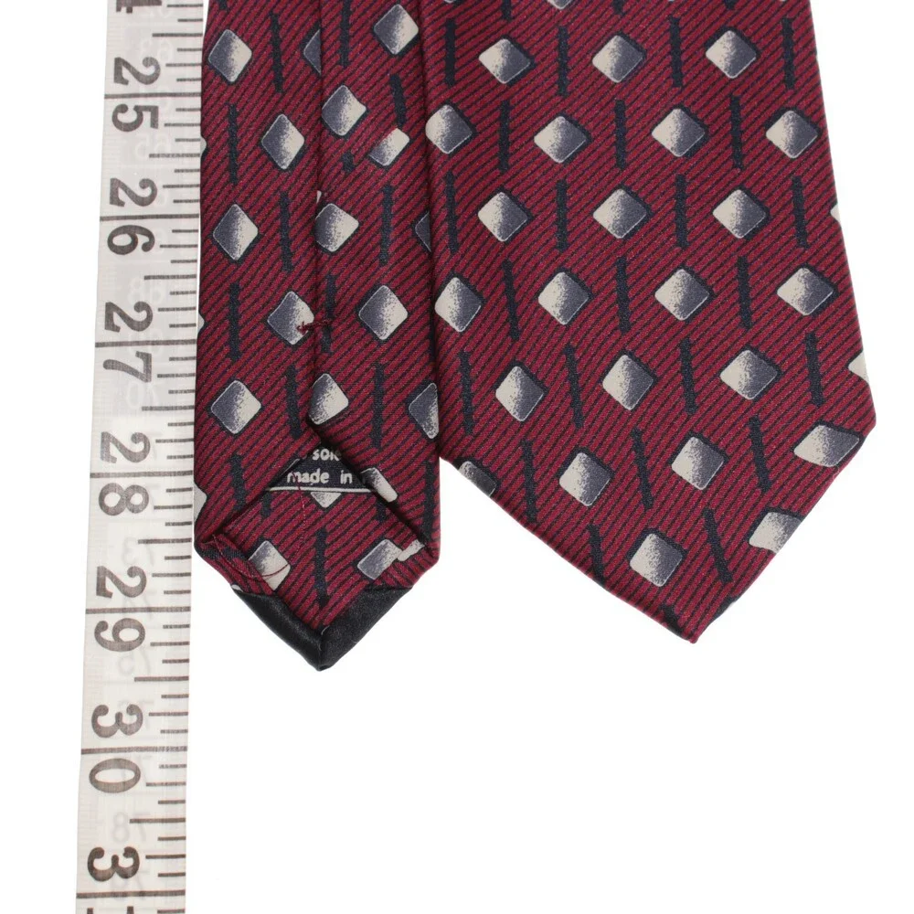 Italo Ferretti NWT Neck Tie in Red Geometric Print 100% Silk Made in Italy